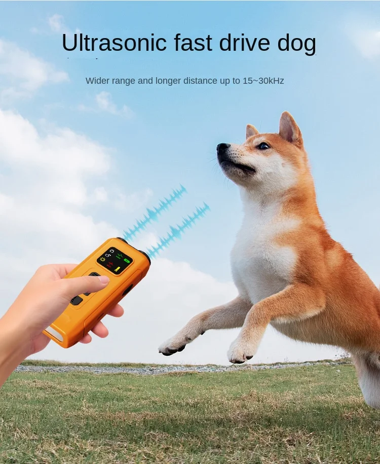 Dual-Head Rechargeable Dog Bark Deterrent Device LED Flash Outdoor Barking Control Plastic Dog Repellent Devicer