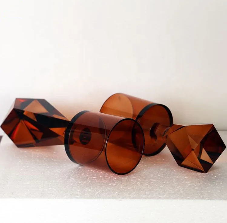product high quality brown fashionable classic wedding supplies desktop decorations glass crystal candle holders-7