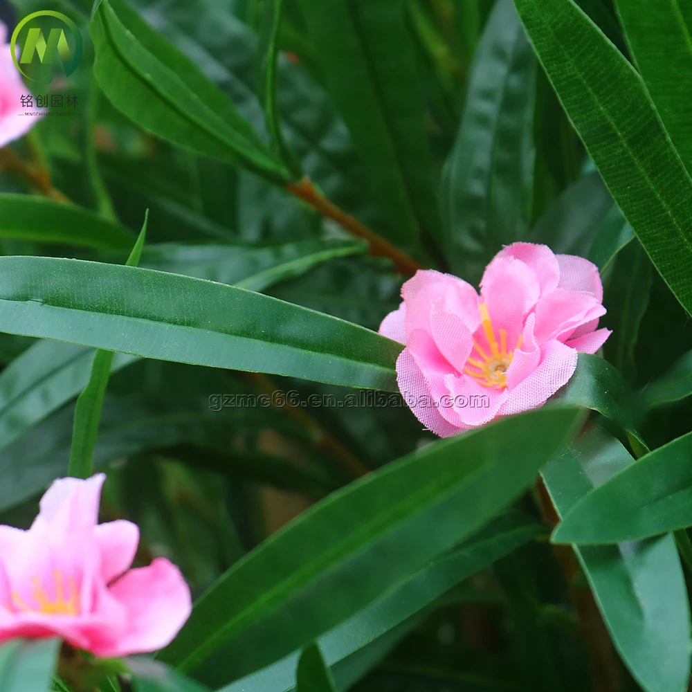 Simulation Flower Bonsai Tree Artificial Green Plant Bonsai Plastic Potted Tree Artificial Nerium Oleander for Garden Decor