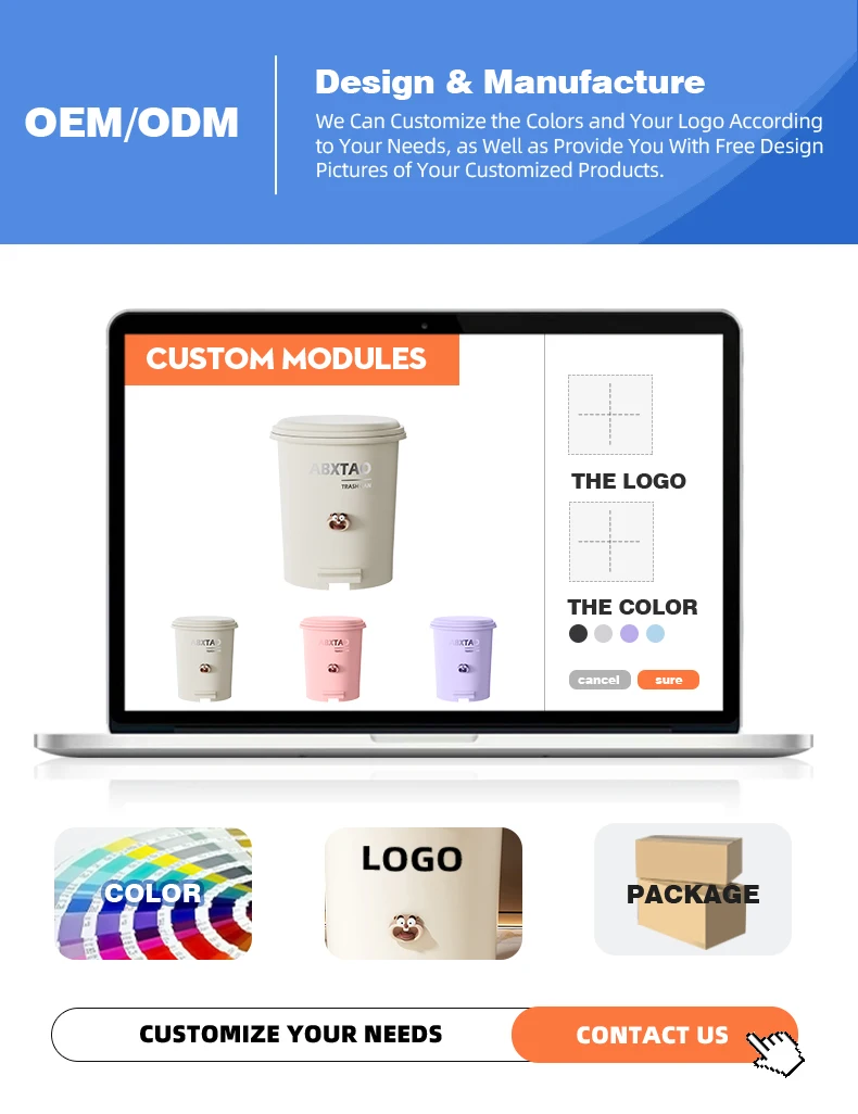 product wanuo cute cartoon decor foot pedal trash can plastic foot pedal garbage bin with removable inner bucket-6