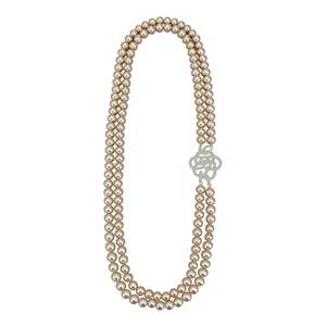 Hot Luxury Designer Camellia Pearl Silver Plated Vintage Necklace Women  Long Multi Layered Sweater Chain Wedding Jewelry