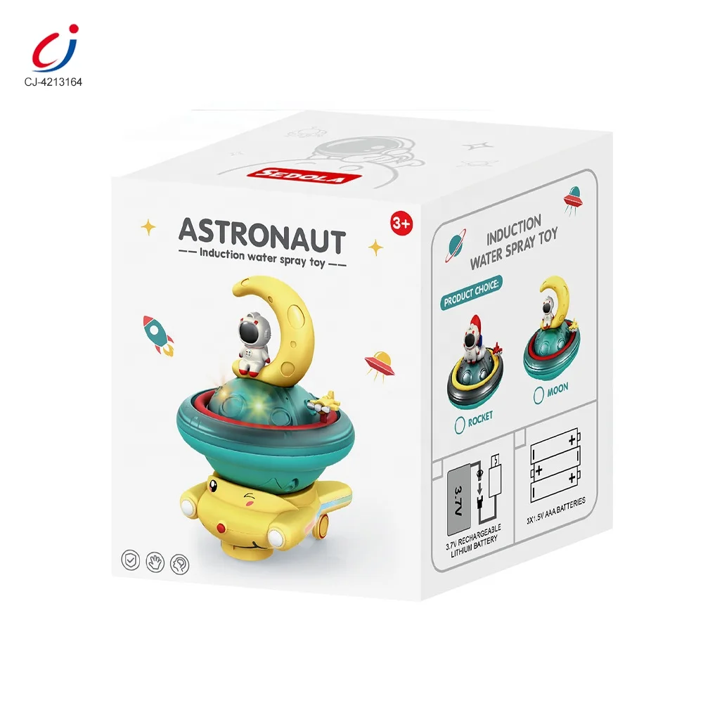 Chengji mainan bak mandi Pancuran semprot elektrik tema planet angkasa  mainan bak mandi penyiram air fidget spinner multifungsi