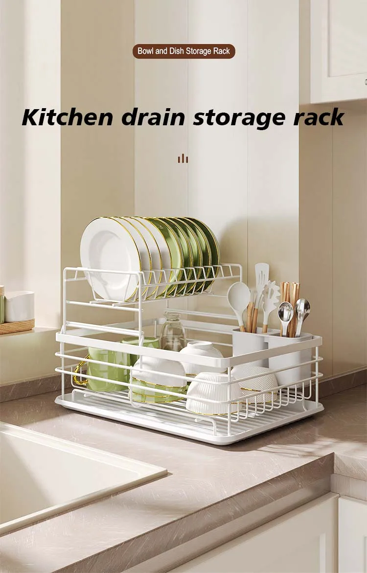 Mental dish drying rack with drain dish rack for kitchen dish drainer rack