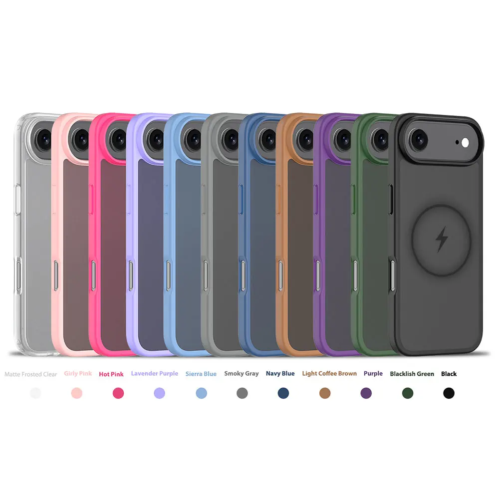 product laudtec oem anti drop matte shockproof cover 2 in 1 magnetic skin friendly feel mobile phone case for iphone 17 air pro max-2