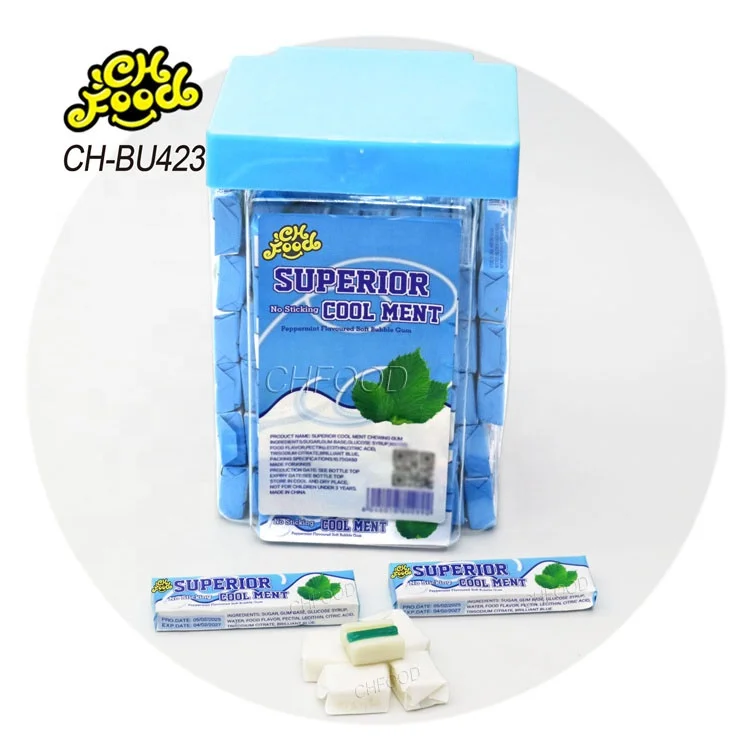 Hot Selling Superior Cool Mint Jelly Filled Bubble Gum Wholesale and Custom Chewing Gum Candy Sweets