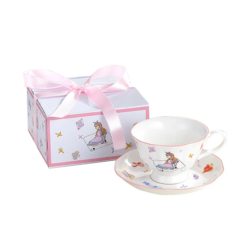 product alice rabbit ceramic coffee cup and saucer set high quality afternoon tea gift birthday souvenir cartoon design-8