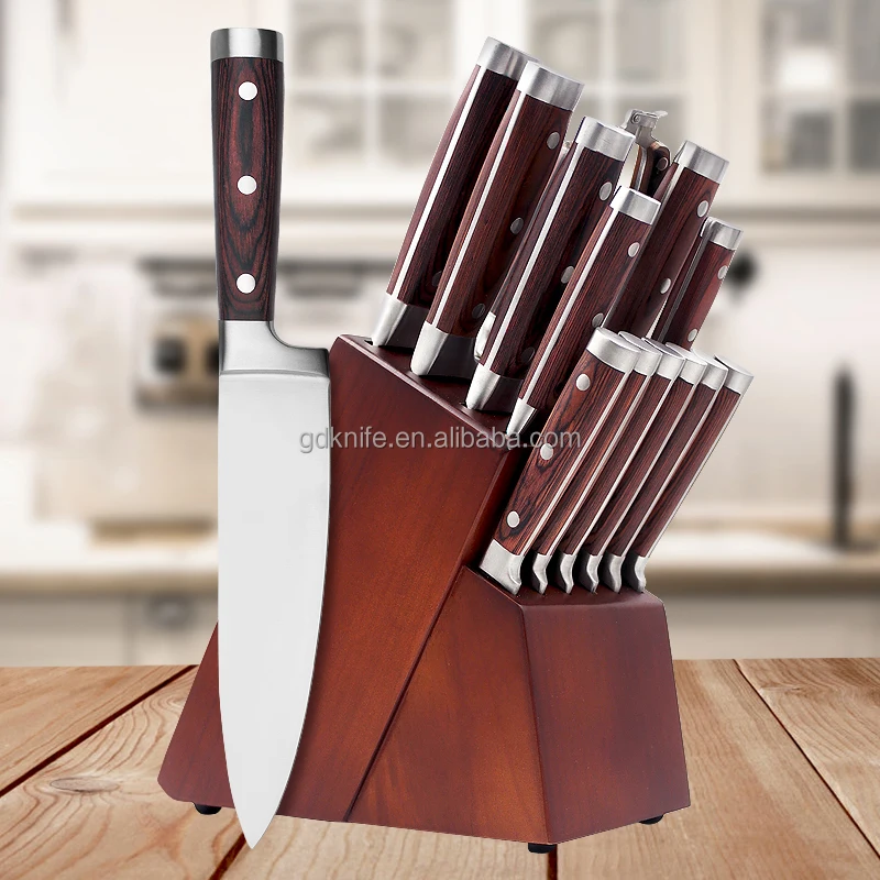 14 pcs High-Carbon Stainless Steel professional wood handle kitchen knife set japanese chef knife set with block
