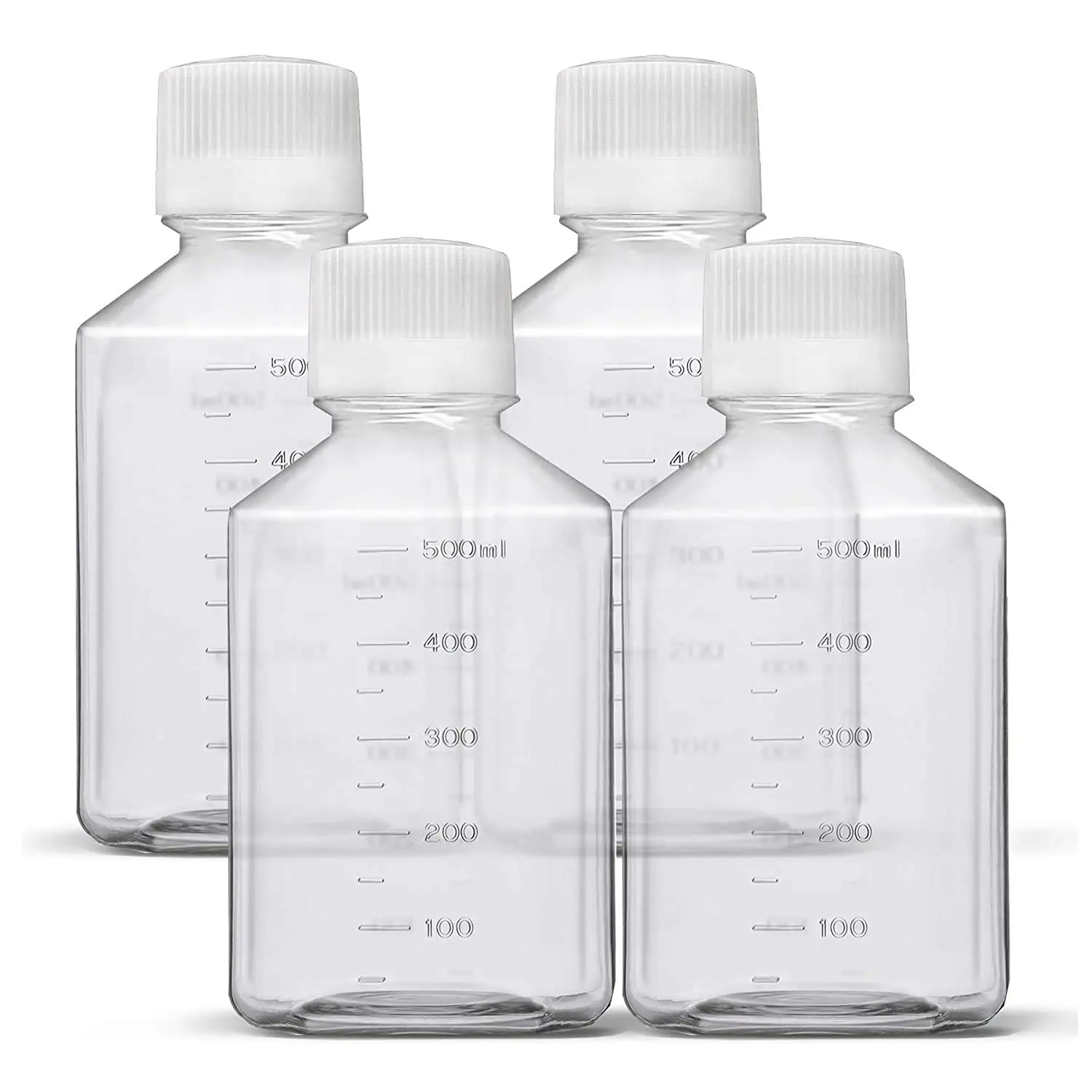 500ml Plastic Reagent Bottle Laboratory Chemical Storage Clear Graduated Square Polycarbonate Plastic Leakproof Bottles