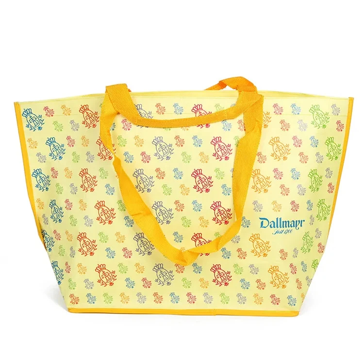 Popular Customized Double Handle Foldable Reusable Wholesale PE PP Woven Tote Bag