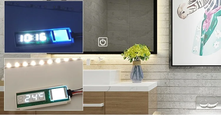 Free Sample Dc12V 60W 5A Single Bond Light Sensor Bathroom Smart Mirror Touch Switch With Temperature  Time supplier