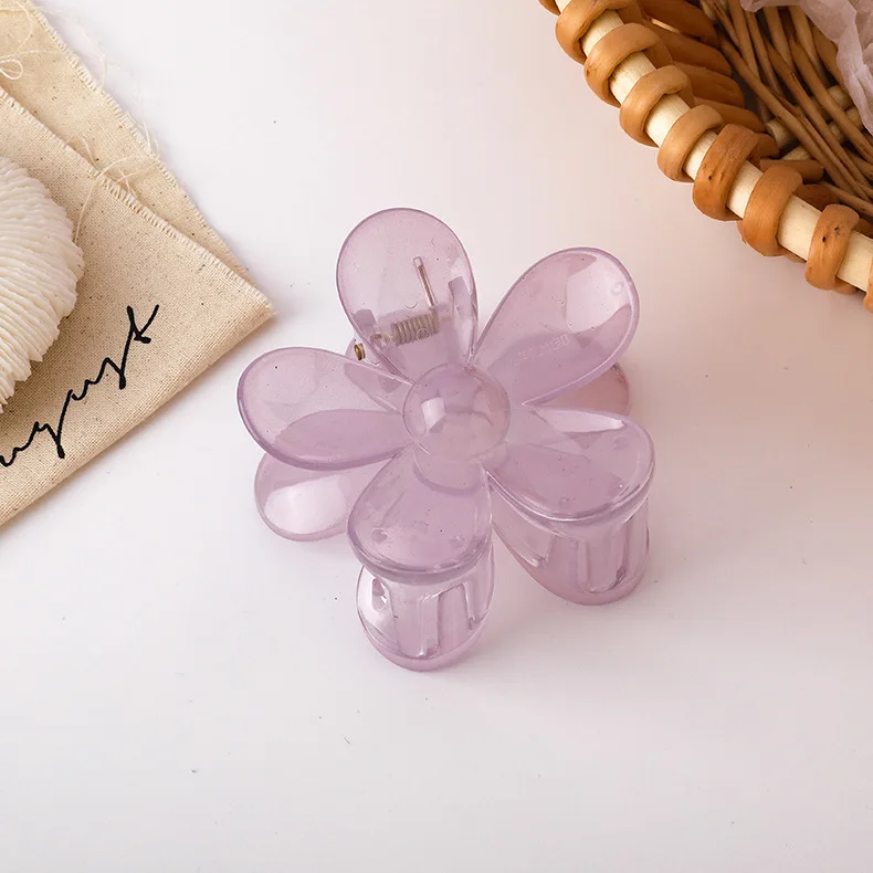 Fashion Mini Plastic Acrylic Hair Claw Clips Flower Transparent Hair Claw Clamp for Women Girls Hair Accessories