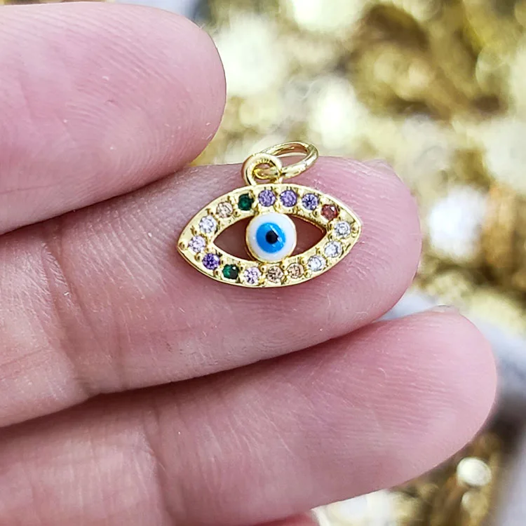 CZ8091 Dainty Mini Clear CZ Evil Evileye Eye Charm Pendant