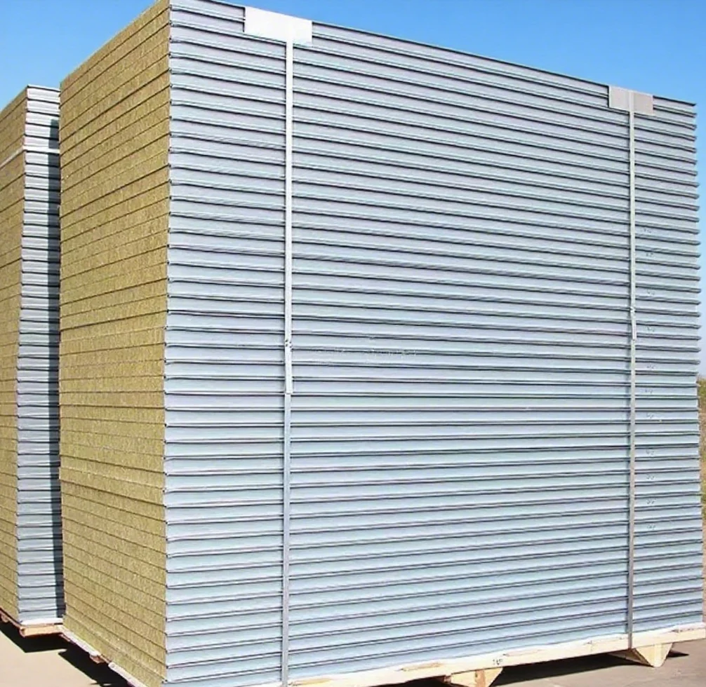 Lightweight Rock Wool Sandwich Panel Moisture-Proof Steel Materials for Movable House for Cold Room Workshop Hotel