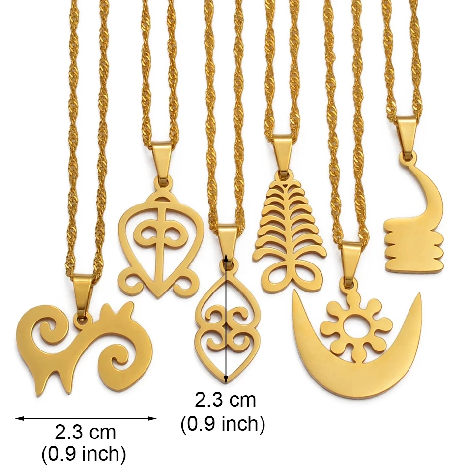 Stainless Steel African Adinkra Symbol Necklace ODO NNYEW FIE KWAN Power of  Love Heart Chain Pendant Necklace Jewelry