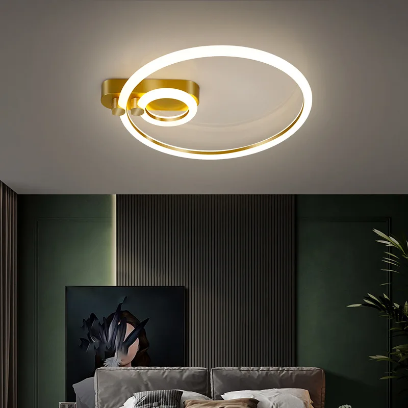 Factory outlet Nordic round led bedroom ceiling light luxury creative study room led ceiling mounted lamps