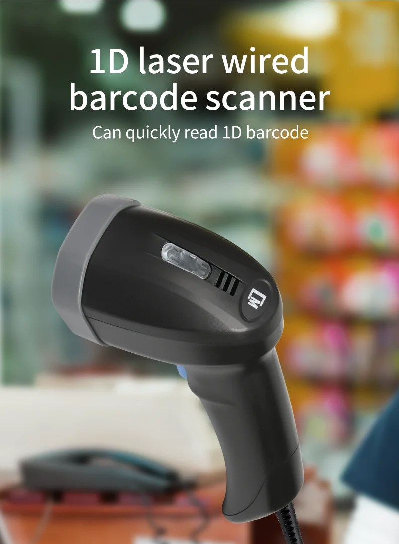 Supermarket POS Machine Barcode Scanner Handheld USB Wired laser Super Fast QR Code Reader with CCD Light Source