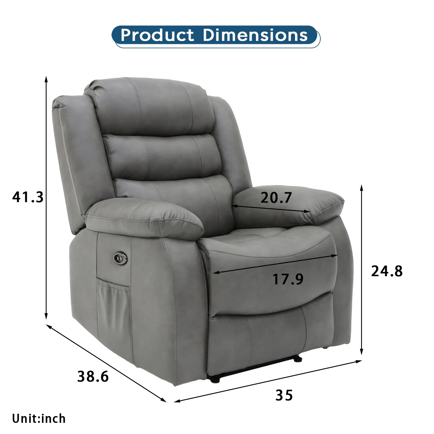 Geeksofa Furniture Modern Leather Power Electric Beauty Salon Recliner Chair for Living Room