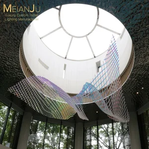 Modern Luxury Custom Rainbow Effect Acrylic Chandelier for Hotel Lobby Premium Handcrafted High End Pendant Lights