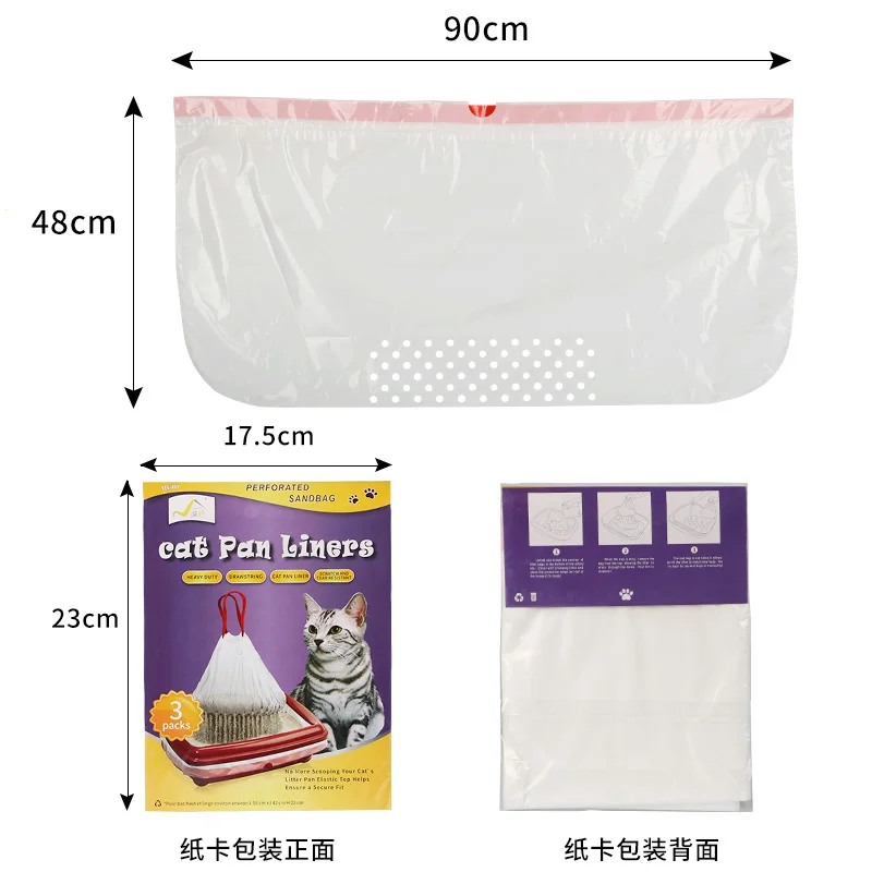 Ordures parfumées Pan Box Liners, sacs de cordon enorme propre facile pour des chats d'animal familier