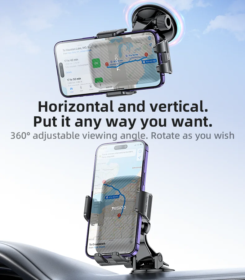 Yesido C175 ouverture à une touche 360 Angle de vision réglable Mini ventouse éjecteur Clip support pour téléphone