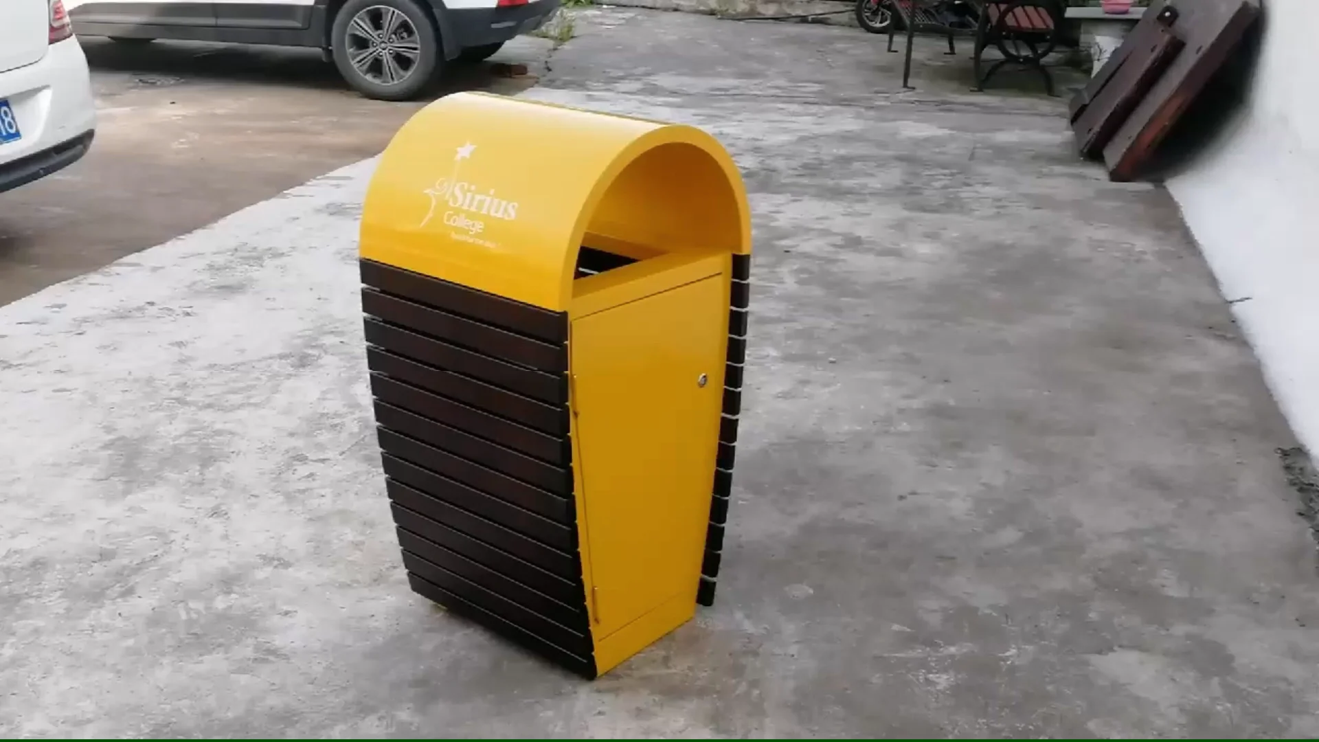 School Outdoor Metal Garbage Receptacle Trash Can Outside Street