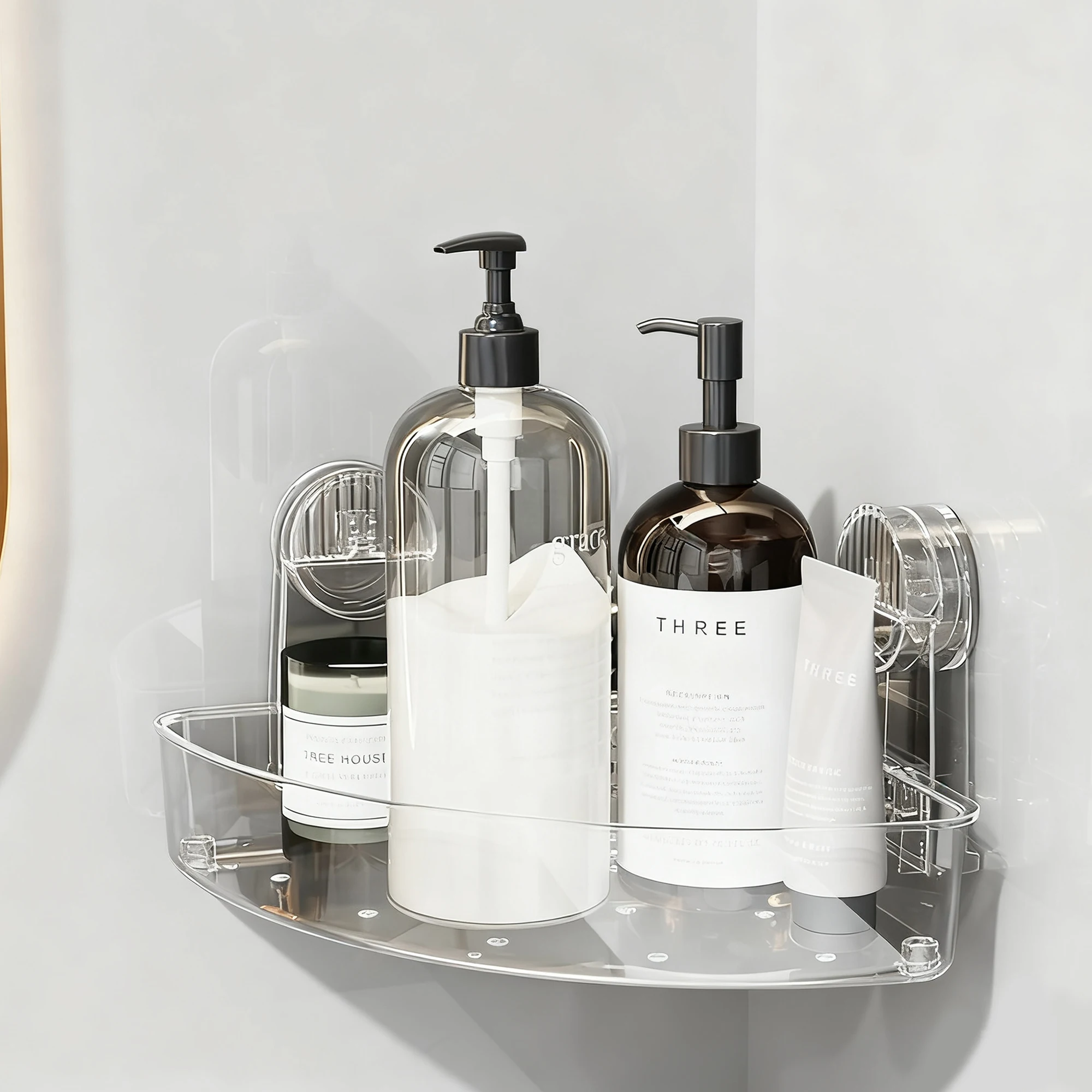 Estante de canto moderna sem furos, montagem na parede, cesto para vaso sanitário e chuveiro, prateleira para xampu, cozinha, banheiro, hotéis