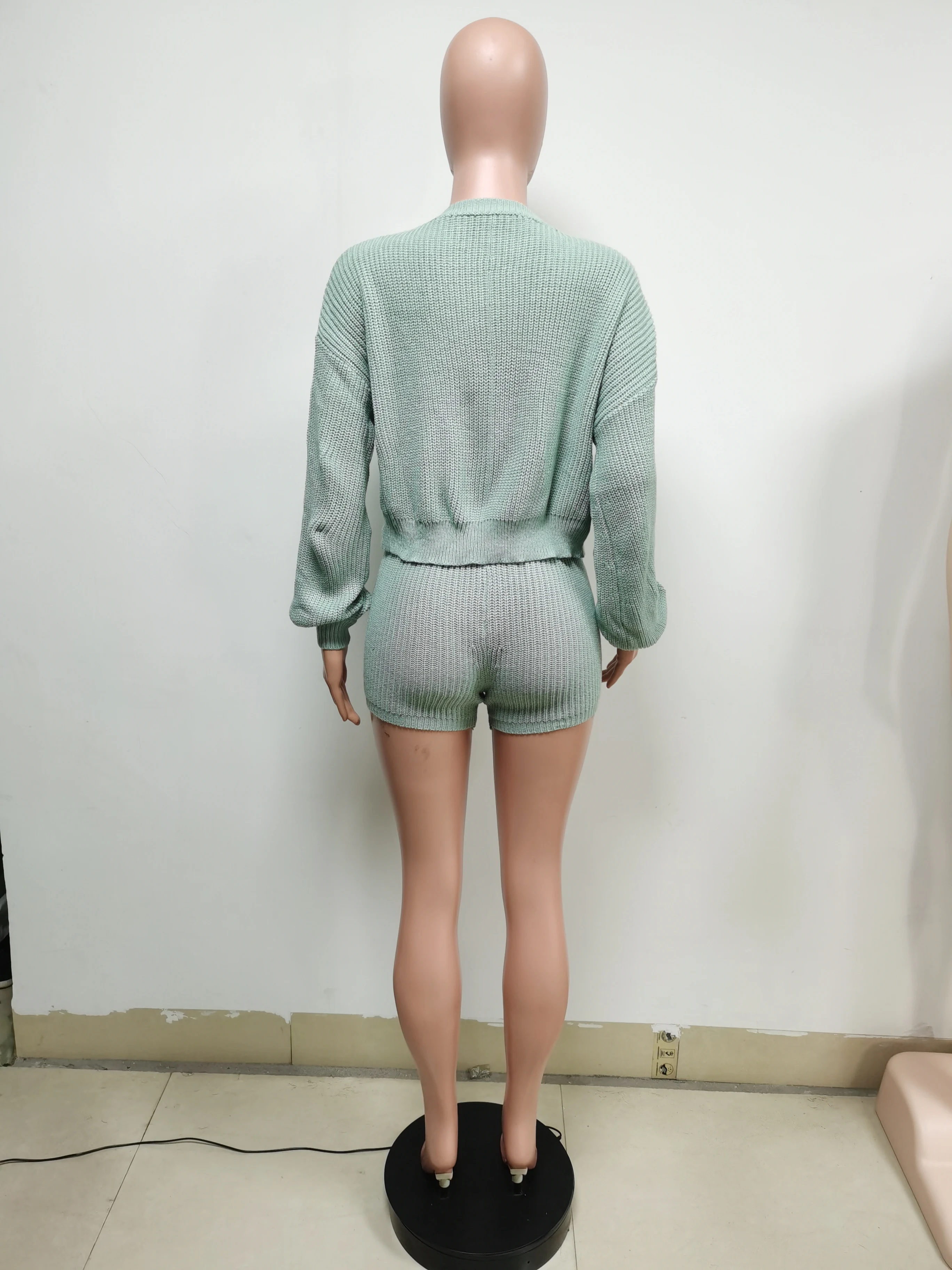 Осенний Повседневный вязаный свитер кардиган Женский комплект из 2