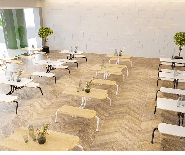 Steel Canteen Table With Bench Restaurant Snacks Integrated Dining ...