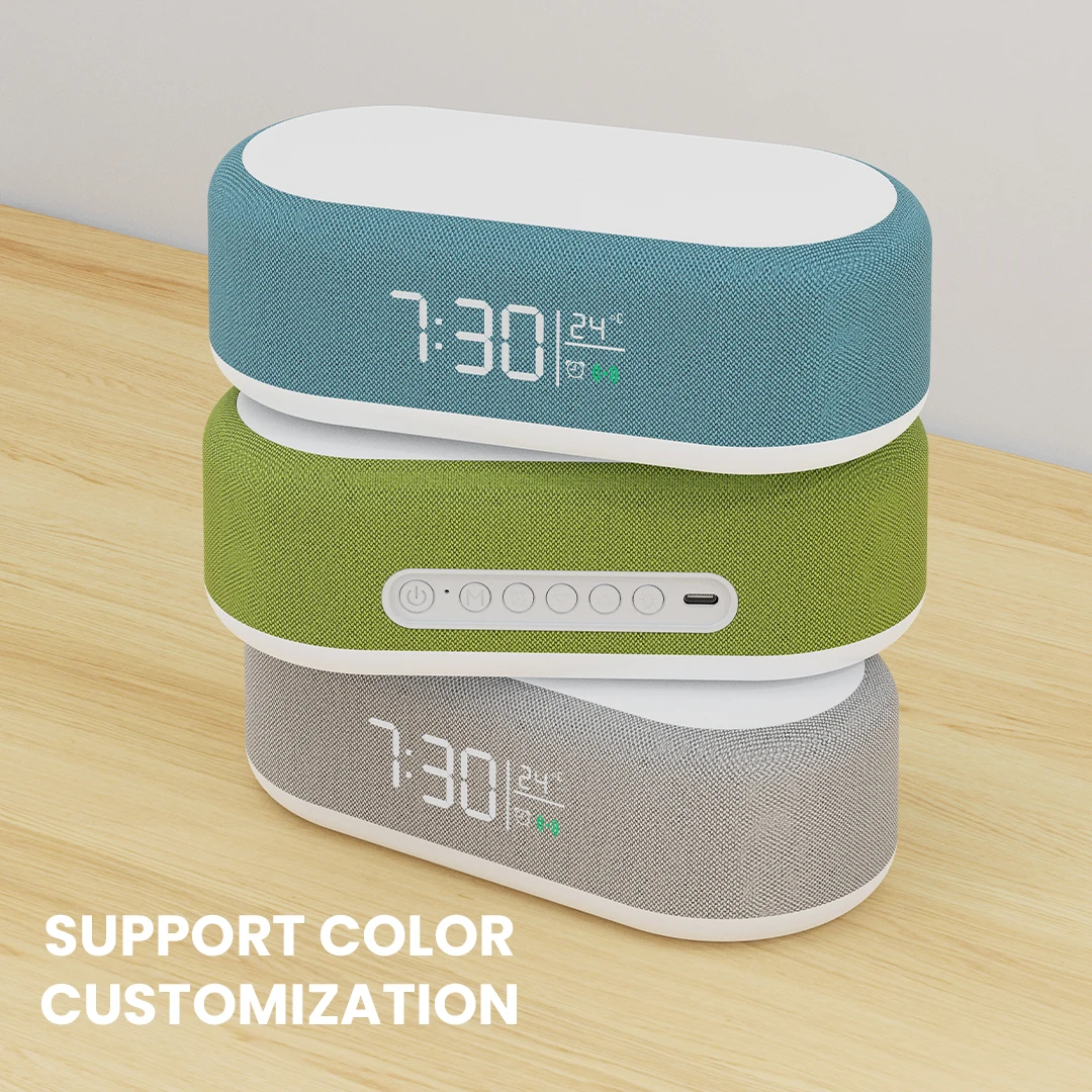 Portable Charger 5 in 1 Multifunction 15W Fast Charging Digital Universal Alarm Clock Wireless Charging Station for Table