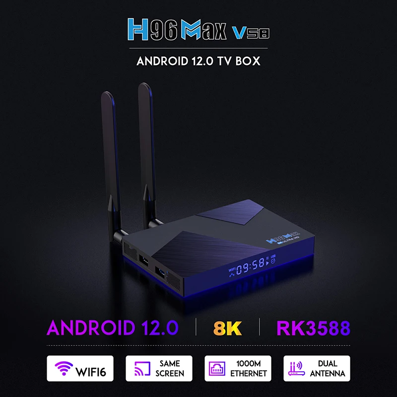 Strongest Android TV Box H96MAX V58 RK3588 8K Display 2.4/5g WIFI 6 the Monster of Performance Best TV Box Ever