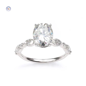 AAA Gems 2.6ct Moissanite Diamond Engagement Ring 14k 18k Gold Platinum Ring Oval Cut Moissanite Wedding Ring