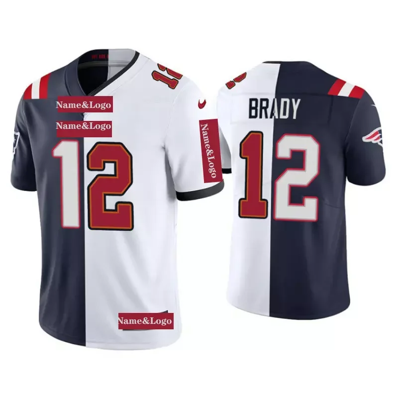 Tom Brady Football Jersey Tampa Bay/New England 12 Special Split Jersey  Sweat