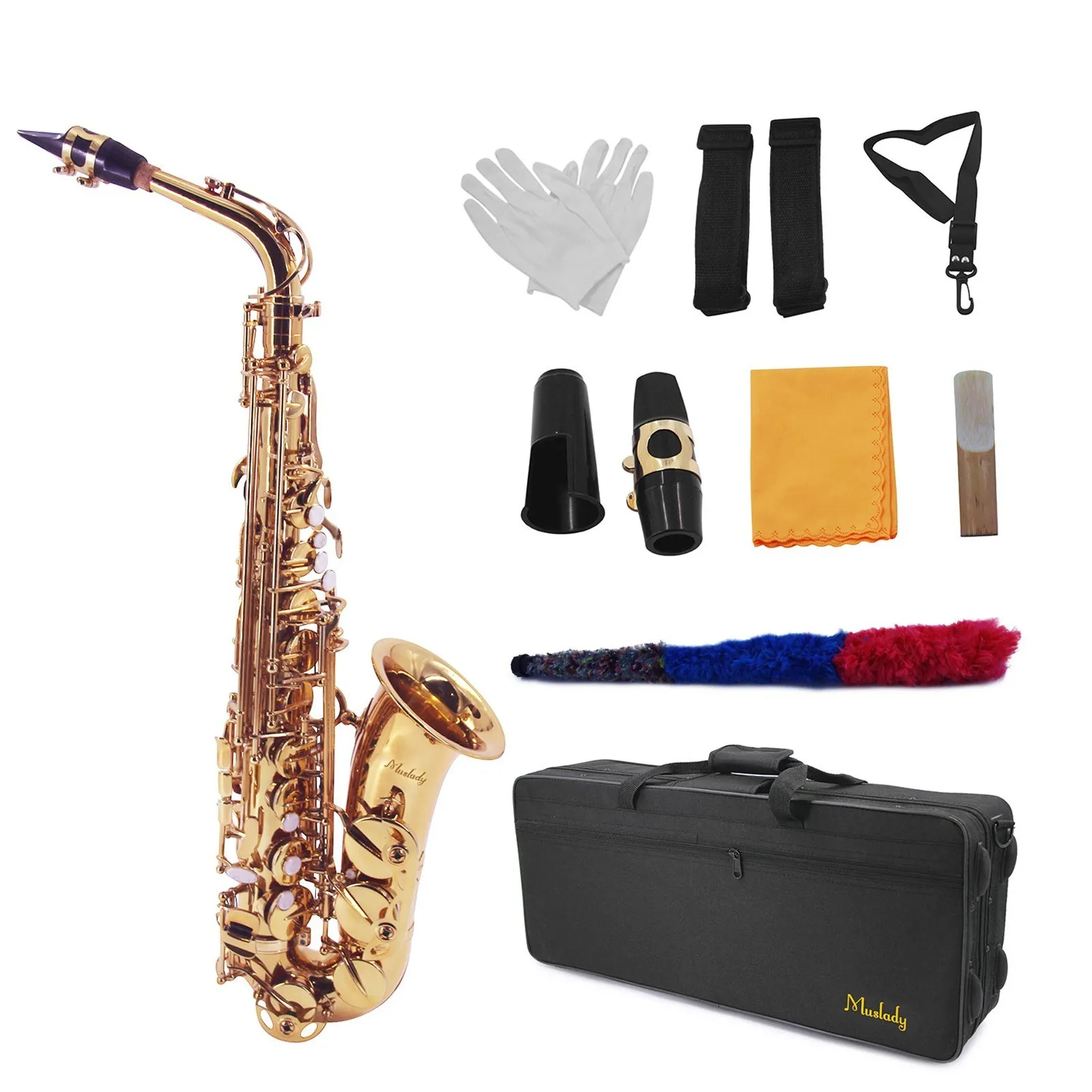 Btuty High Grade Antique Finish Bend Eb E-flat Alto Saxophone Sax Abalone Shell Key Carve Pattern with Case Gloves Cleaning Cloth Straps Brush