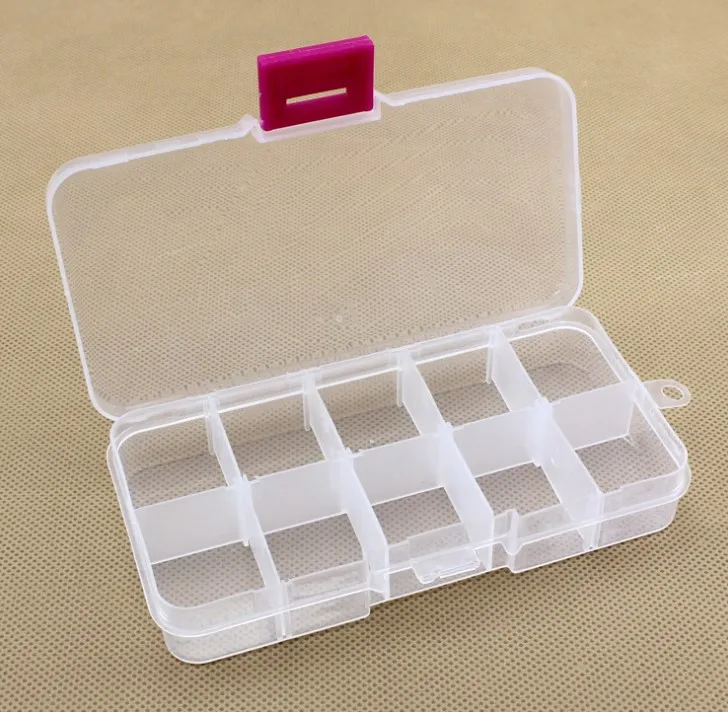 Регулируемый прозрачный пластиковый ящик для хранения мелких предметов, коробка для инструментов для ювелирных изделий, органайзер для бисера и таблеток, кейс для ногтевого дизайна, 10 ячеек