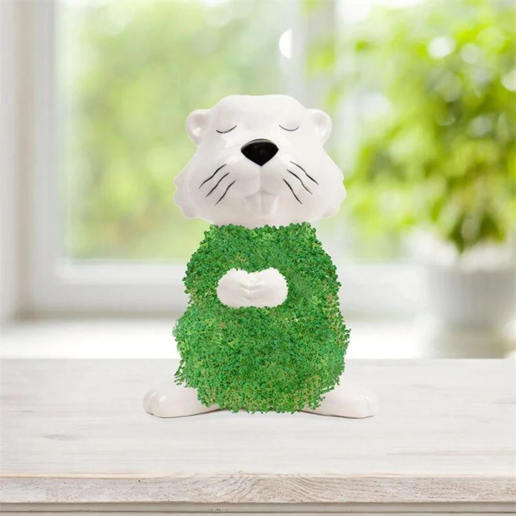 Chia Pet Planter Ceramic Indoor Plant Pots Cat Grass The Child