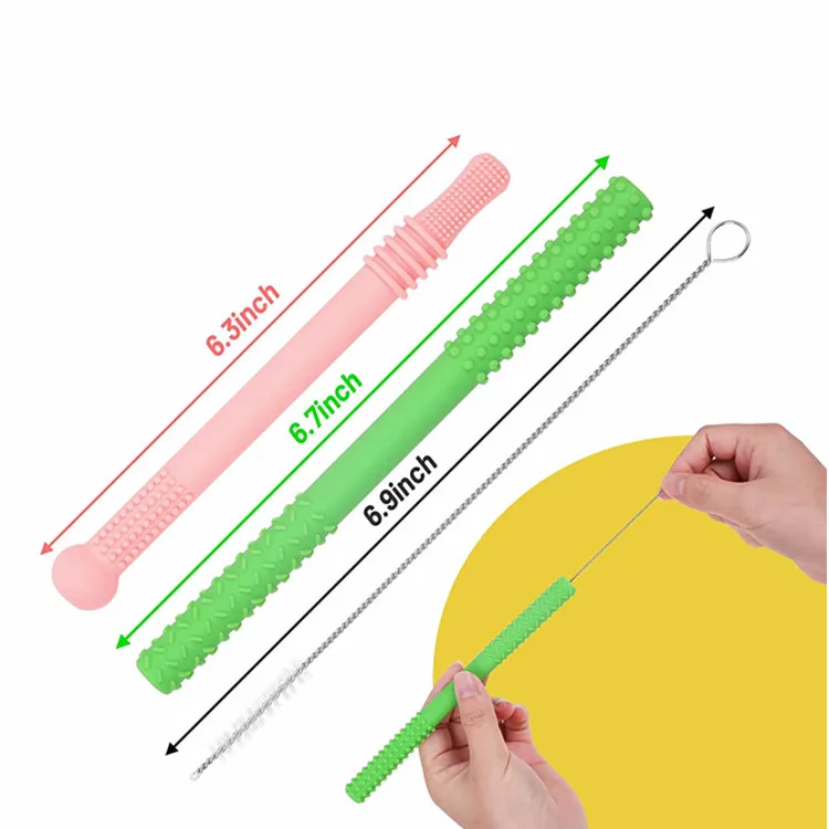 Food  Grade Hollow Teether Tubes, Silicone Baby Teething Toys
