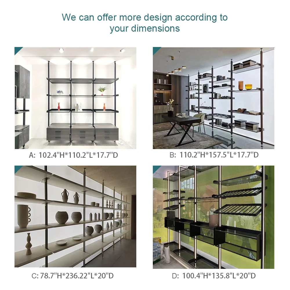 Indoor Ceiling Mount Modular Cabinet End Bracket  Aluminium Profile Pole System Walk in Closet Wardrobe With Led Light