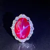 Red corundum six-pointed star light ring