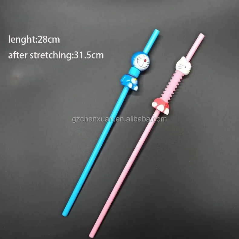 Creative Cartoon Straw Gift Animal Plastic Art Straw Telescopic Bend