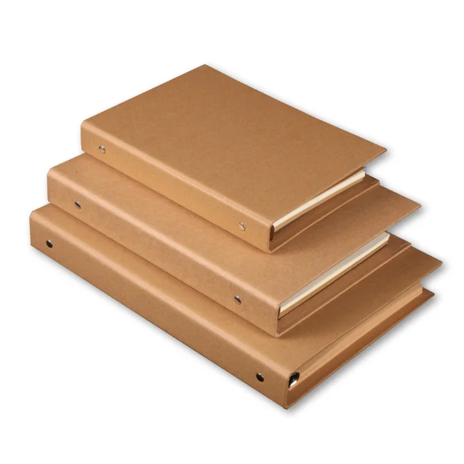 Custom Recyclable Kraft Paper Cardboard Ring Binder A4,A5,A6 Kraft