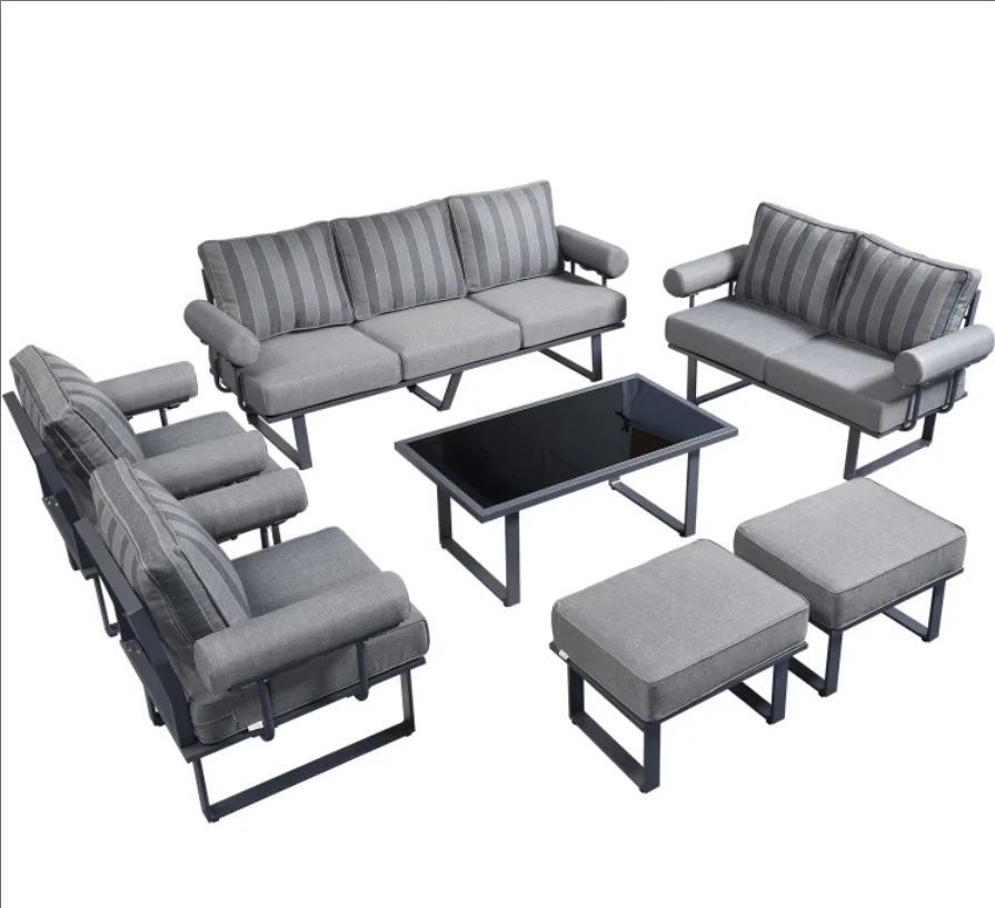 2025 Top Selling Outdoor Aluminum Leisure Sofa Set with Curved Design Modern Alloy Patio Furniture