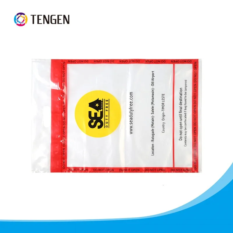 Factory Custom Plastic Airport ICAO STEB Security Bag for Duty Free Shop,duty Free Plastic Bags