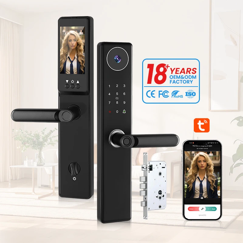 Kadonio Electronic Security Tuya APP Remote Control Wifi Deadbolt Residential Smart Door Lock With Camera