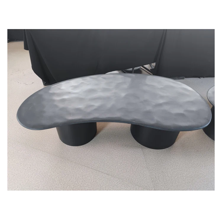 SH STONE Natural Stone Uneven Surface Modern Customized Black Marble Coffee Table for Both Outdoor and Indoor