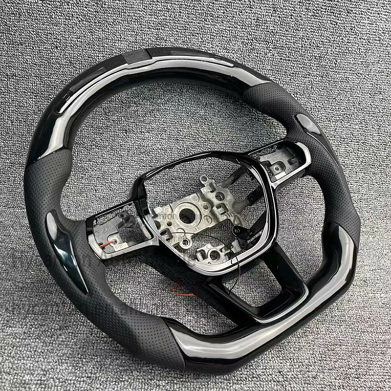 Modified All Black Carbon Fiber LED Perforated Leather Steering Wheel for Honda Civic 11th Gen Car Steering Wheel