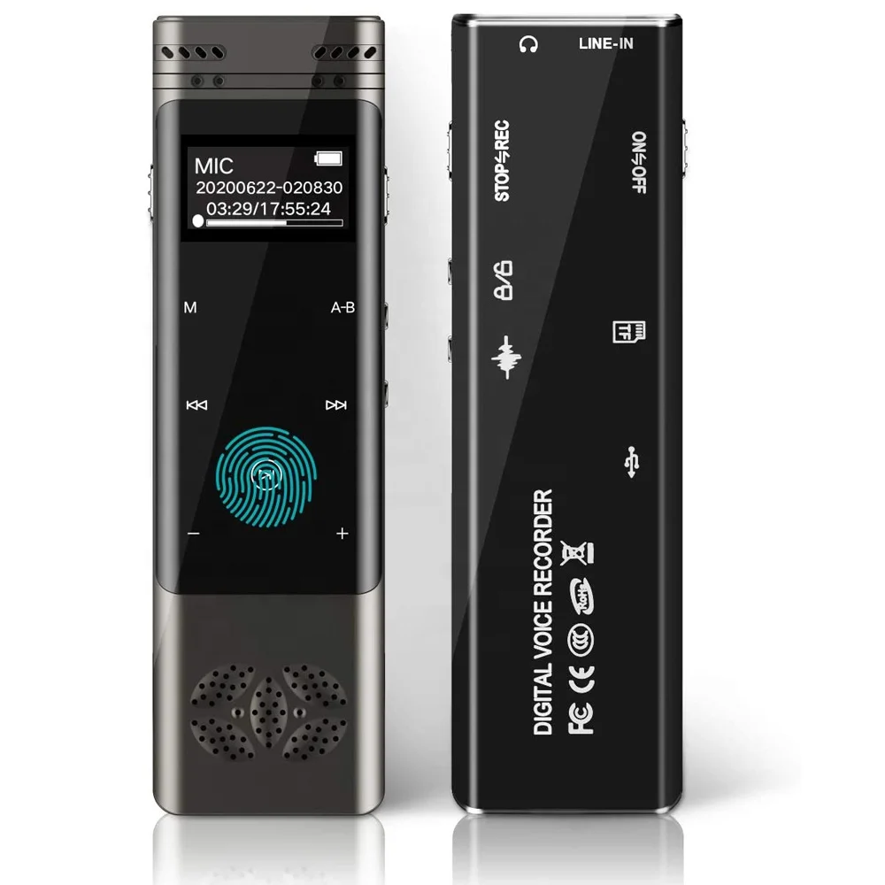 8GB Voice Activated Digital Voice Recorder with Touch Screen & MP3 Playback