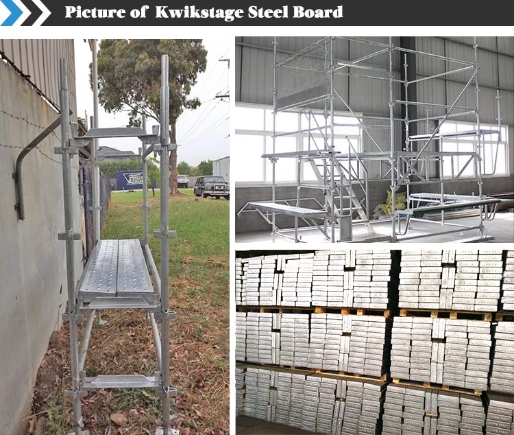 Kwikstage Scaffold Plank Industrial-Style Heavy-Duty Light Galvanized Finish Steel Board for Construction Building