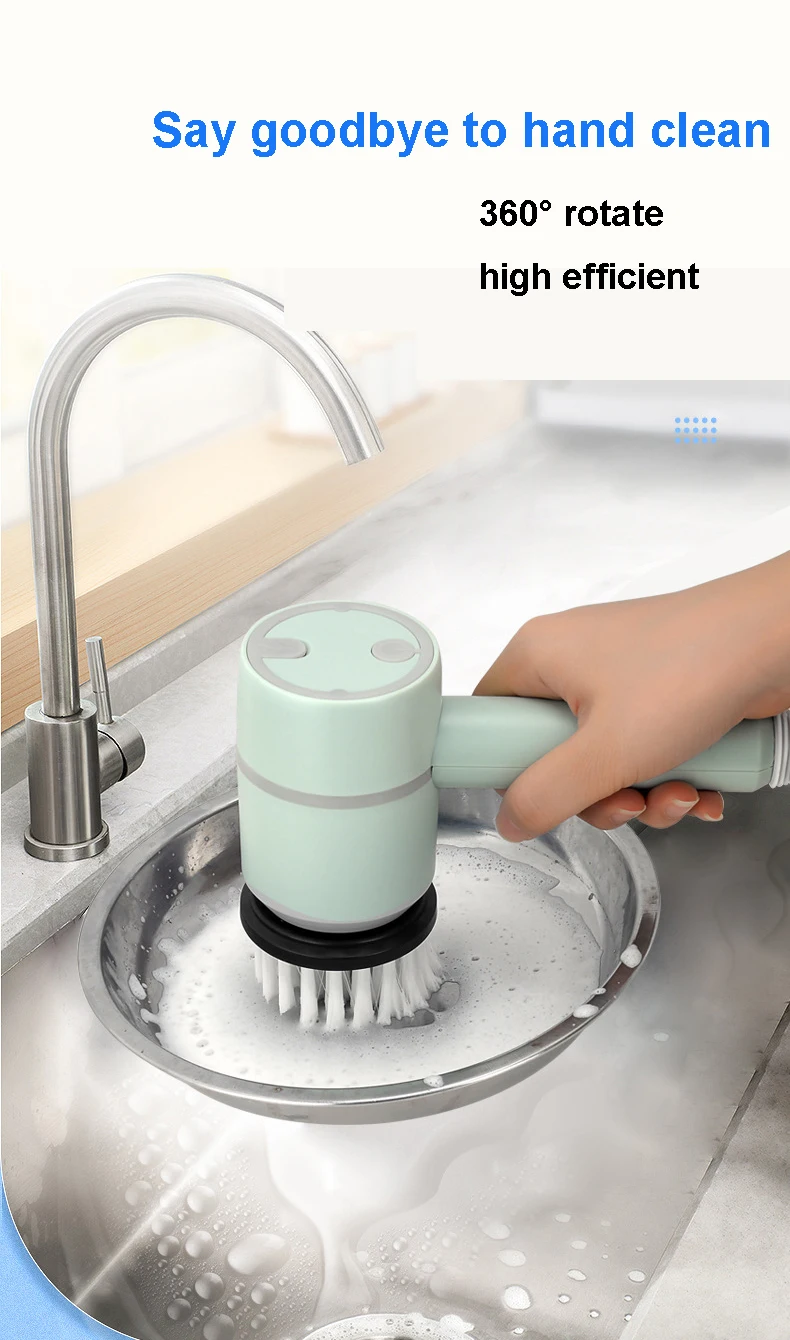 Electric Spin Rechargeable Automatic Cordless Kitchen Rotating Cleaning