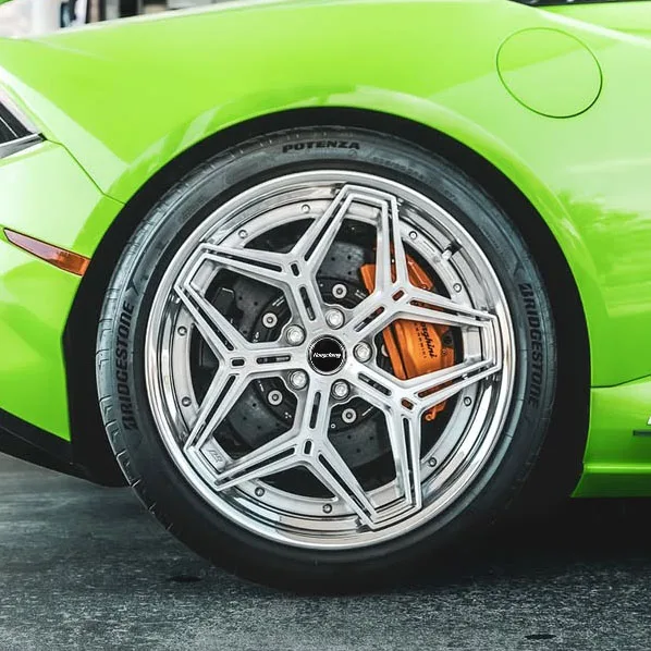 光沢のあるポリッシュ鍛造ホイールブラシ付き2ピース18 19 20 21 22