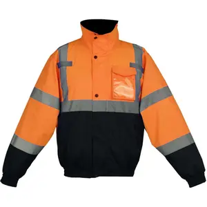 Hot Sale Orange / Black High Visibility Insulated Winter Waterproof Hi Vis Construction Reflective Safety Bomber Jacket